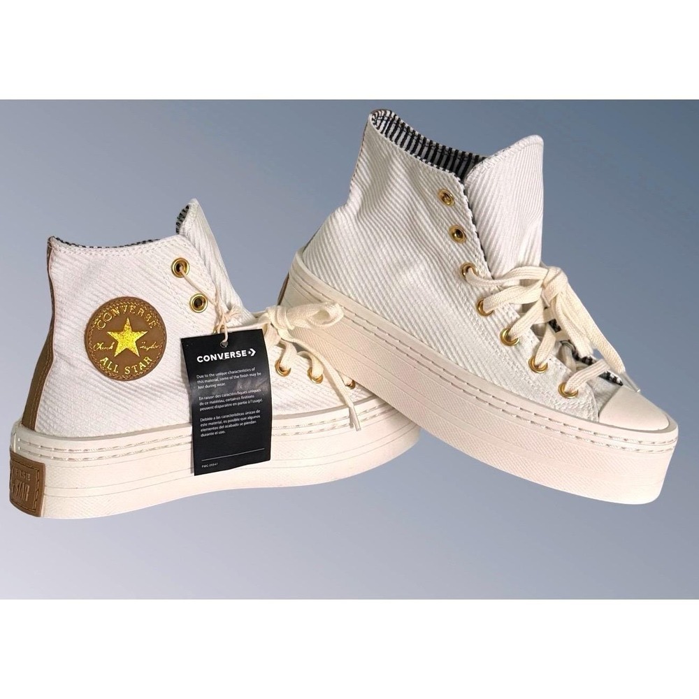 Converse Chuck Taylor All Star Platform Egret Gold Corduroy Platform A07204C W 7